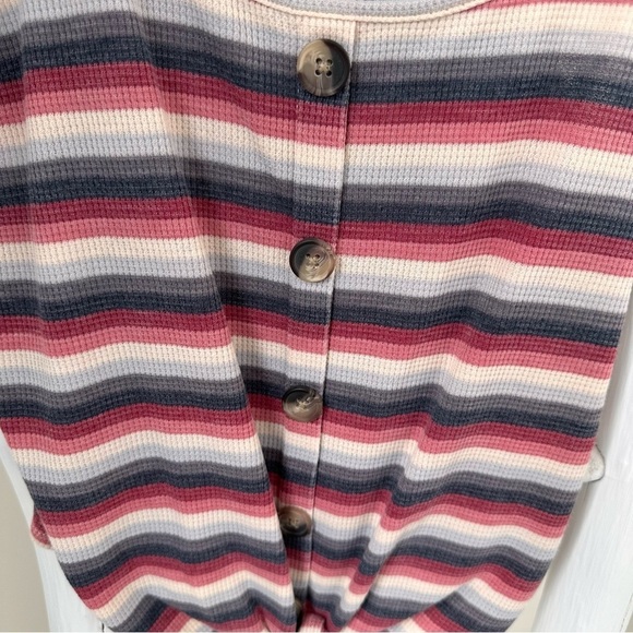 American Eagle Striped Button Front Ribbed Tank Top SZ Medium - Picture 4 of 9